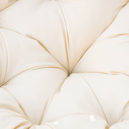 Papasan Chair Basket Chair Seat with Cushion 360 Degrees Rattan Beige B87 x D97 x H86 cm