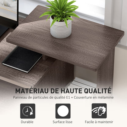 Multimedia Computer Desk with Shelves Sliding Shelf Keyboard Basket Black Particle Board Gray