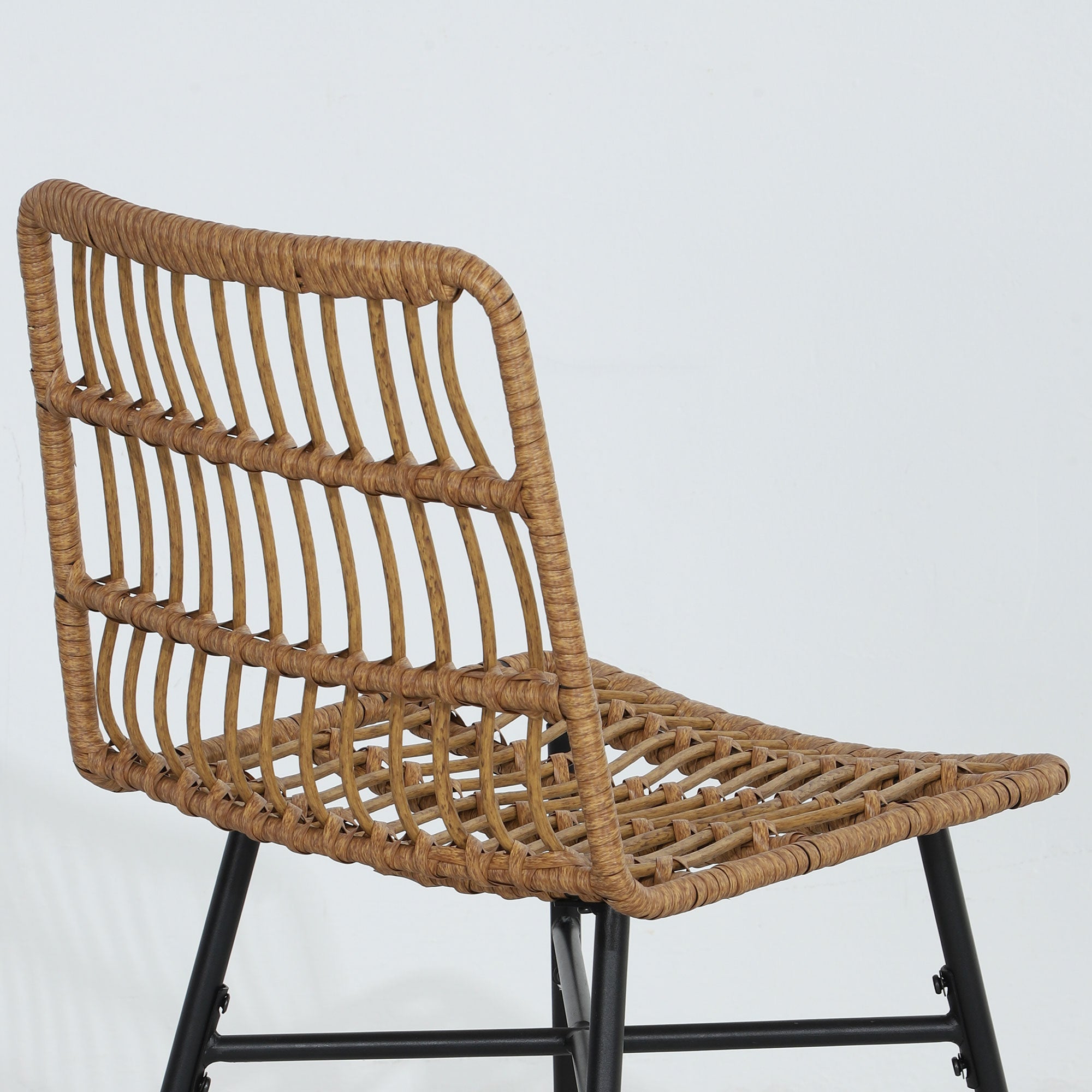 Set of 2 High Kitchen Stools Bar Stools with Rattan Back and Seat Load 120 kg Modern Bar Chairs for Kitchen Dining Room Brown