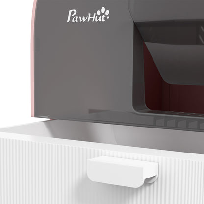 Cat Litter Box with Lid, Cat Toilet Including Scoop and Cat Litter Mat, Pull-Out Tray, Cat Litter Box for Large Cats, Pink, 43 x 44 x 47 cm