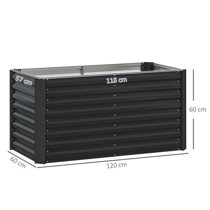 Raised Flower Bed Set of 2 Rectangular Raised Planters, Garden Boxes, Open Bottom, Raised Garden Beds in Galvanized Steel for Herbs, Fruits, Vegetables, or Flowers, 120x60x60 cm, Dark Grey