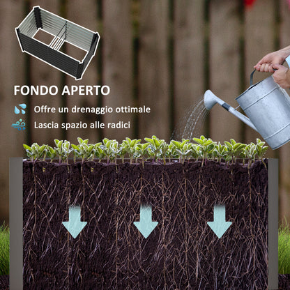 Raised Flower Bed Set of 2 Rectangular Raised Planters, Garden Boxes, Open Bottom, Raised Garden Beds in Galvanized Steel for Herbs, Fruits, Vegetables, or Flowers, 120x60x60 cm, Dark Grey