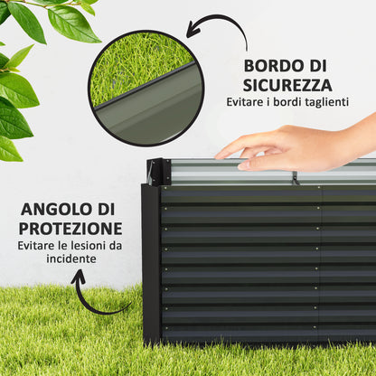 Raised Flower Bed Set of 2 Rectangular Raised Planters, Garden Boxes, Open Bottom, Raised Garden Beds in Galvanized Steel for Herbs, Fruits, Vegetables, or Flowers, 120x60x60 cm, Dark Grey