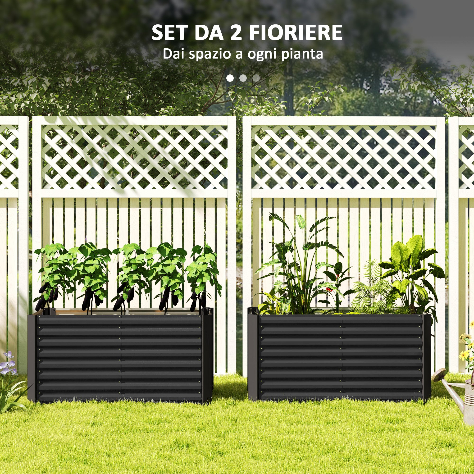 Raised Flower Bed Set of 2 Rectangular Raised Planters, Garden Boxes, Open Bottom, Raised Garden Beds in Galvanized Steel for Herbs, Fruits, Vegetables, or Flowers, 120x60x60 cm, Dark Grey