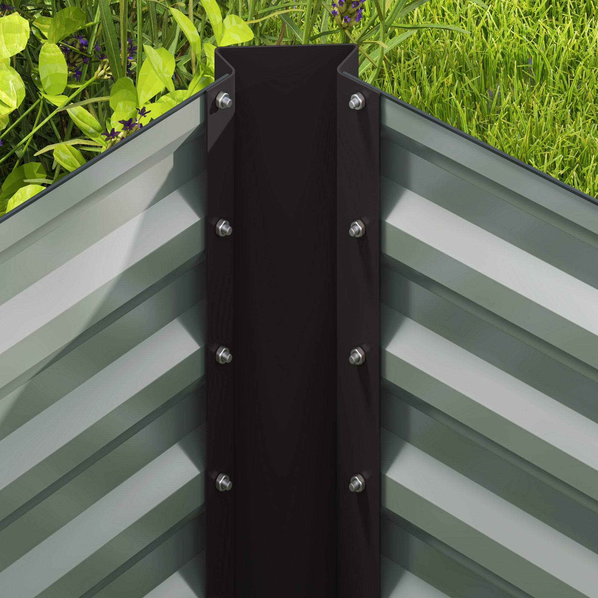 Raised Flower Bed Set of 2 Rectangular Raised Planters, Garden Boxes, Open Bottom, Raised Garden Beds in Galvanized Steel for Herbs, Fruits, Vegetables, or Flowers, 120x60x60 cm, Dark Grey