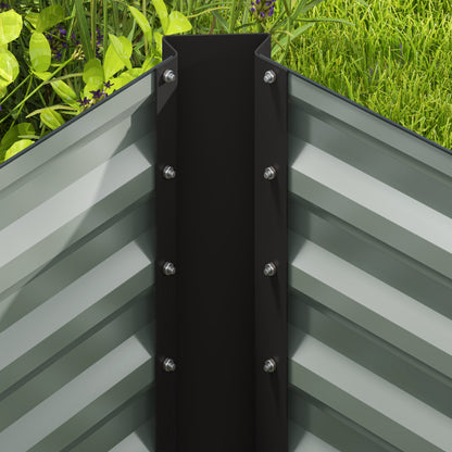 Raised Flower Bed Set of 2 Rectangular Raised Planters, Garden Boxes, Open Bottom, Raised Garden Beds in Galvanized Steel for Herbs, Fruits, Vegetables, or Flowers, 120x60x60 cm, Dark Grey