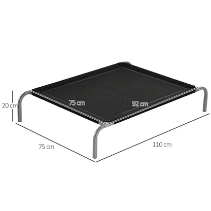 Raised Pet Bed for Dogs Cats Breathable Pet Bed 110x75x20 cm for Sleeping Relaxing with Steel Frame for Indoor Outdoor Black