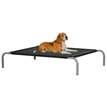 Raised Pet Bed for Dogs Cats Breathable Pet Bed 110x75x20 cm for Sleeping Relaxing with Steel Frame for Indoor Outdoor Black