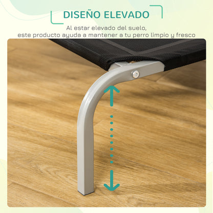 Raised Pet Bed for Dogs Cats Breathable Pet Bed 110x75x20 cm for Sleeping Relaxing with Steel Frame for Indoor Outdoor Black