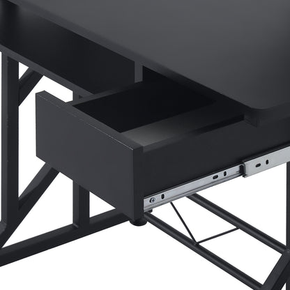 Computer Desk Study Table with Keyboard Tray and Drawer Home Office Workstation 90x50x100 cm Black
