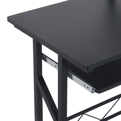 Computer Desk Study Table with Keyboard Tray and Drawer Home Office Workstation 90x50x100 cm Black