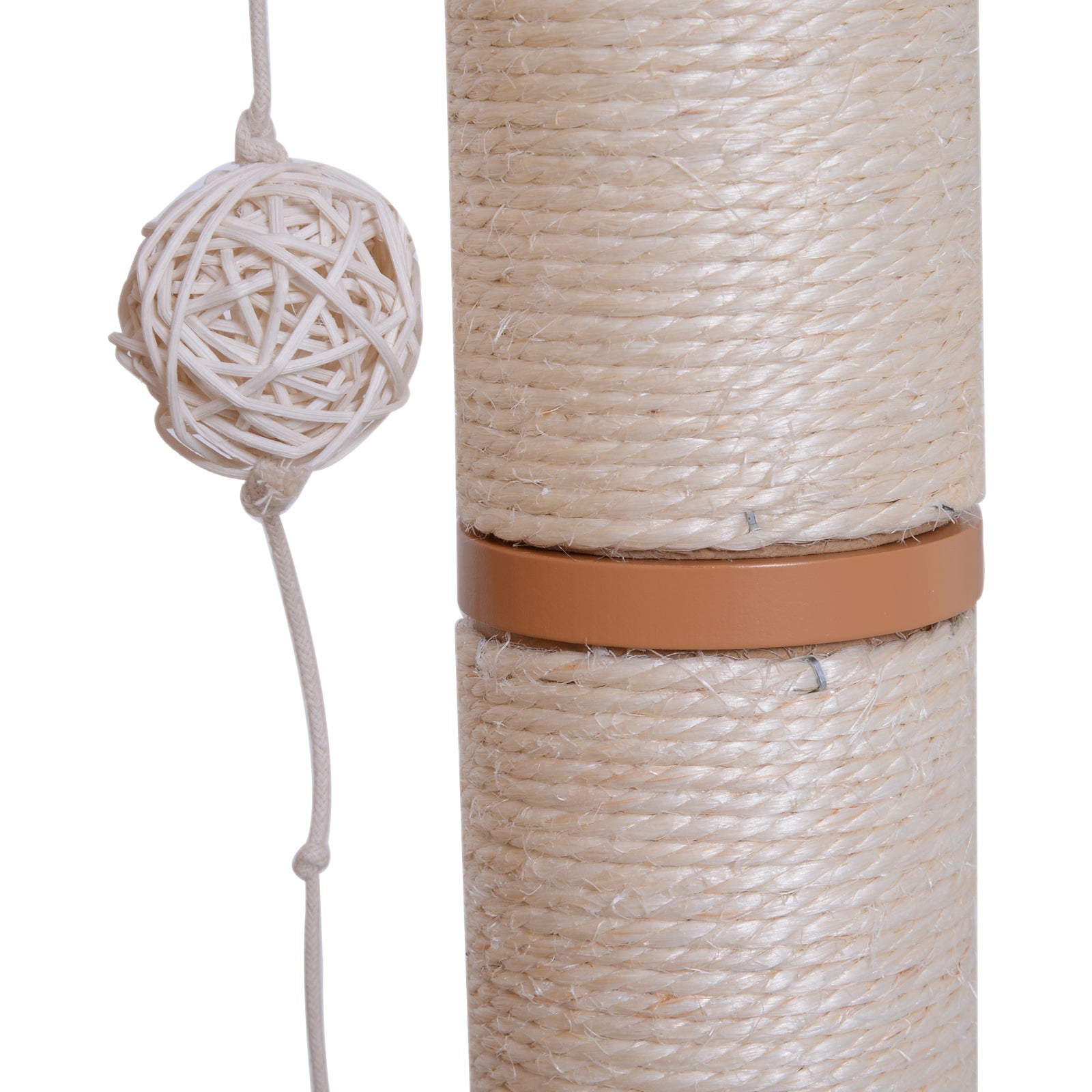 Wooden Cat Scratching Tree 71.5x49.5x120 cm Cat Tower with Cave Platforms Sisal Scratching Posts Soft Plush Cushions and Hanging Balls Natural