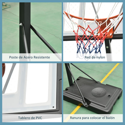 Basketball Hoop with Portable Adjustable Basketball Hoop Stand Height 302-352 cm with Wheels Fillable Base for Kids and Adults Black