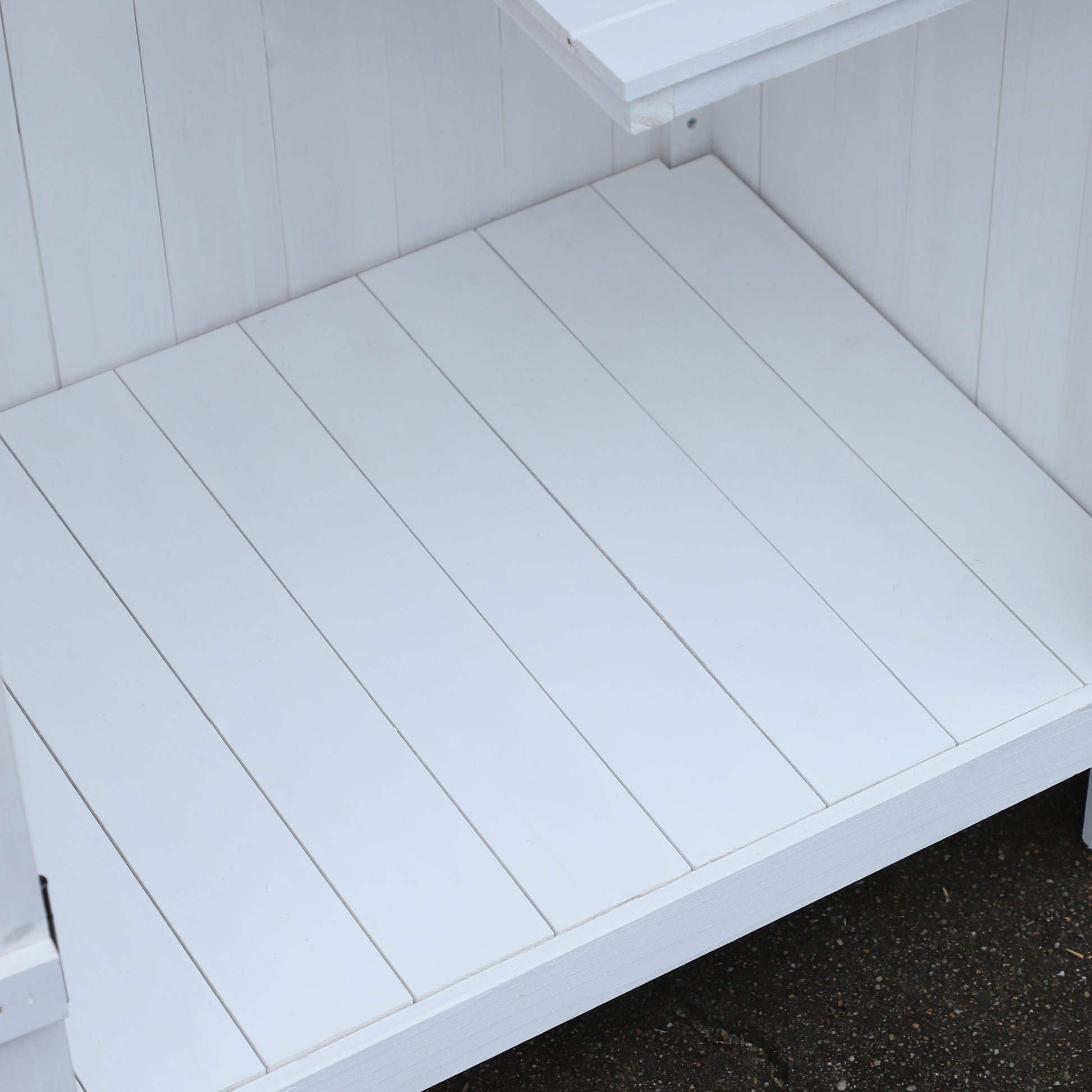 Garden Shed Wooden Outdoor Garden Cabin Garden Cabinet with Bituminous Roof 3 Shelves Door with Latch Outdoor Storage and Storage for Terrace 77.5 x 54.2 x 179.5 cm White