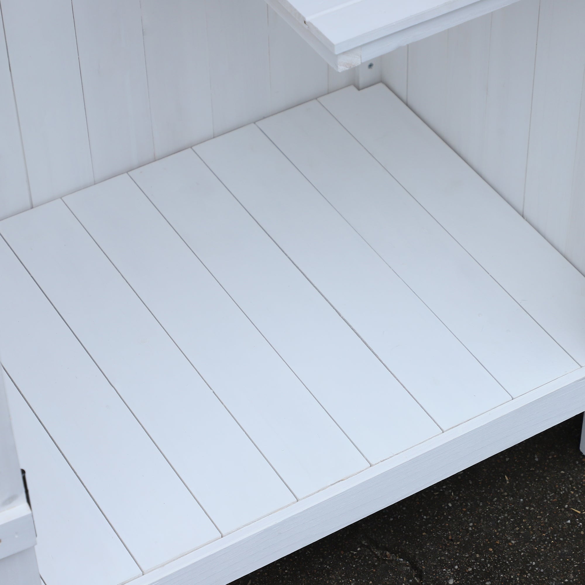 Garden Shed Wooden Outdoor Garden Cabin Garden Cabinet with Bituminous Roof 3 Shelves Door with Latch Outdoor Storage and Storage for Terrace 77.5 x 54.2 x 179.5 cm White