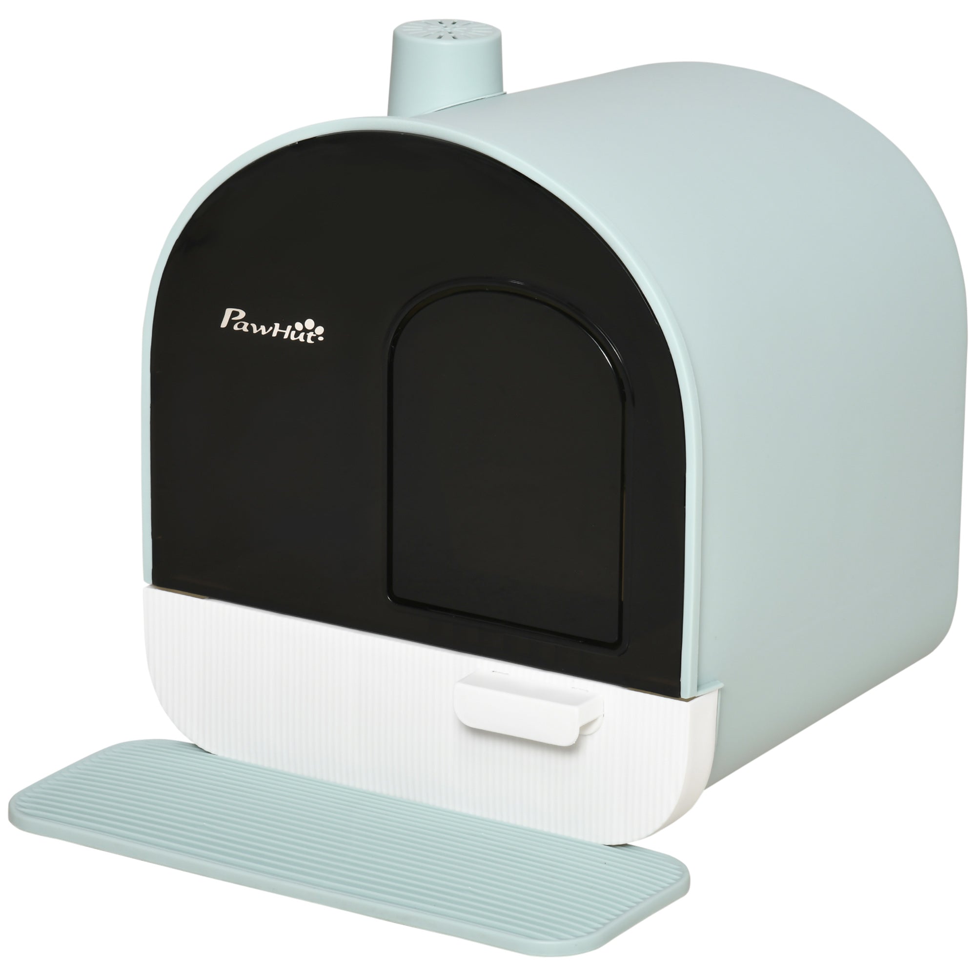 Cat Litter Box with Lid, Cat Toilet including Scoop and Litter Mat, Pull-out Tray, Cat Toilet for Large Cats, Green, 43 x 44 x 47 cm