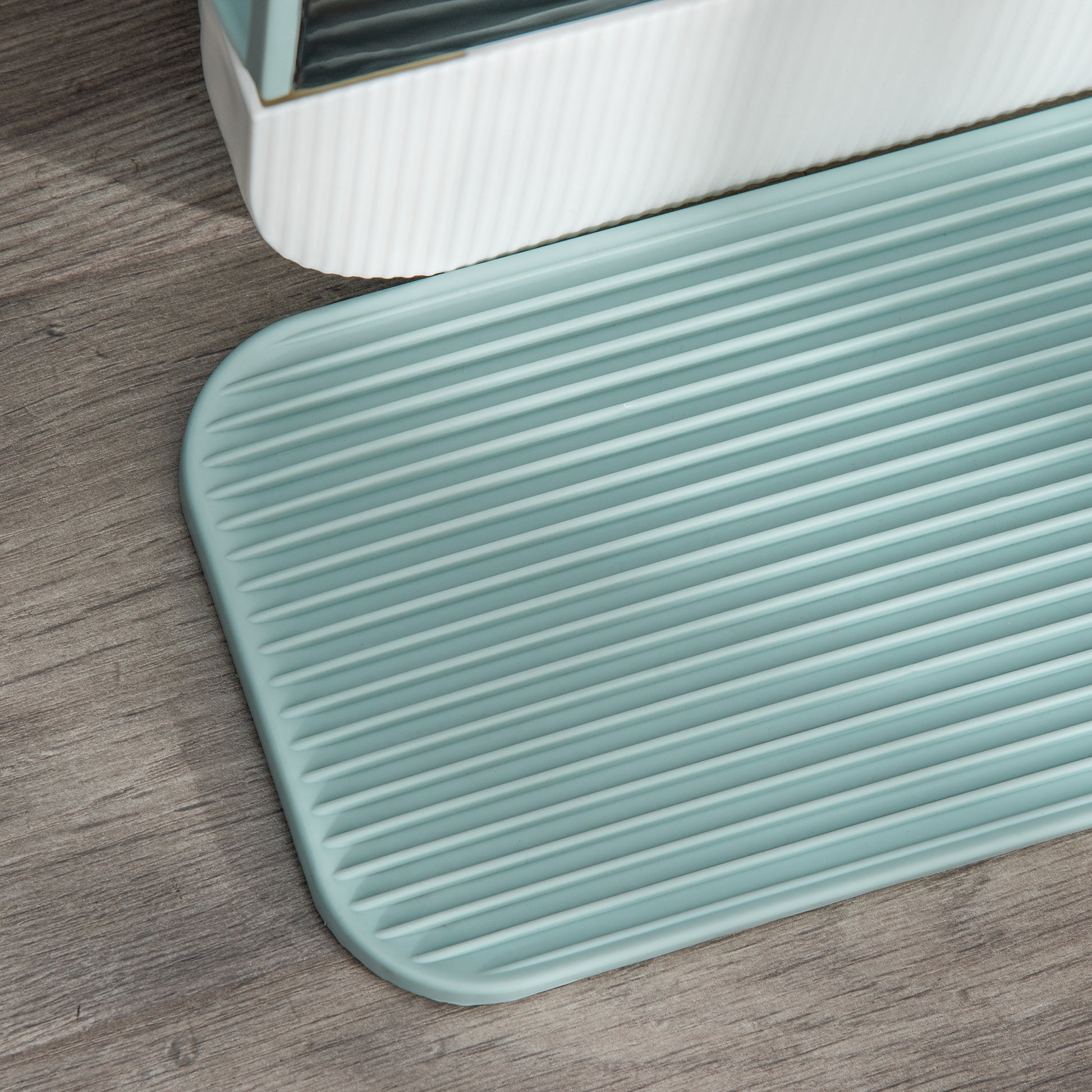 Cat Litter Box with Lid, Cat Toilet including Scoop and Litter Mat, Pull-out Tray, Cat Toilet for Large Cats, Green, 43 x 44 x 47 cm