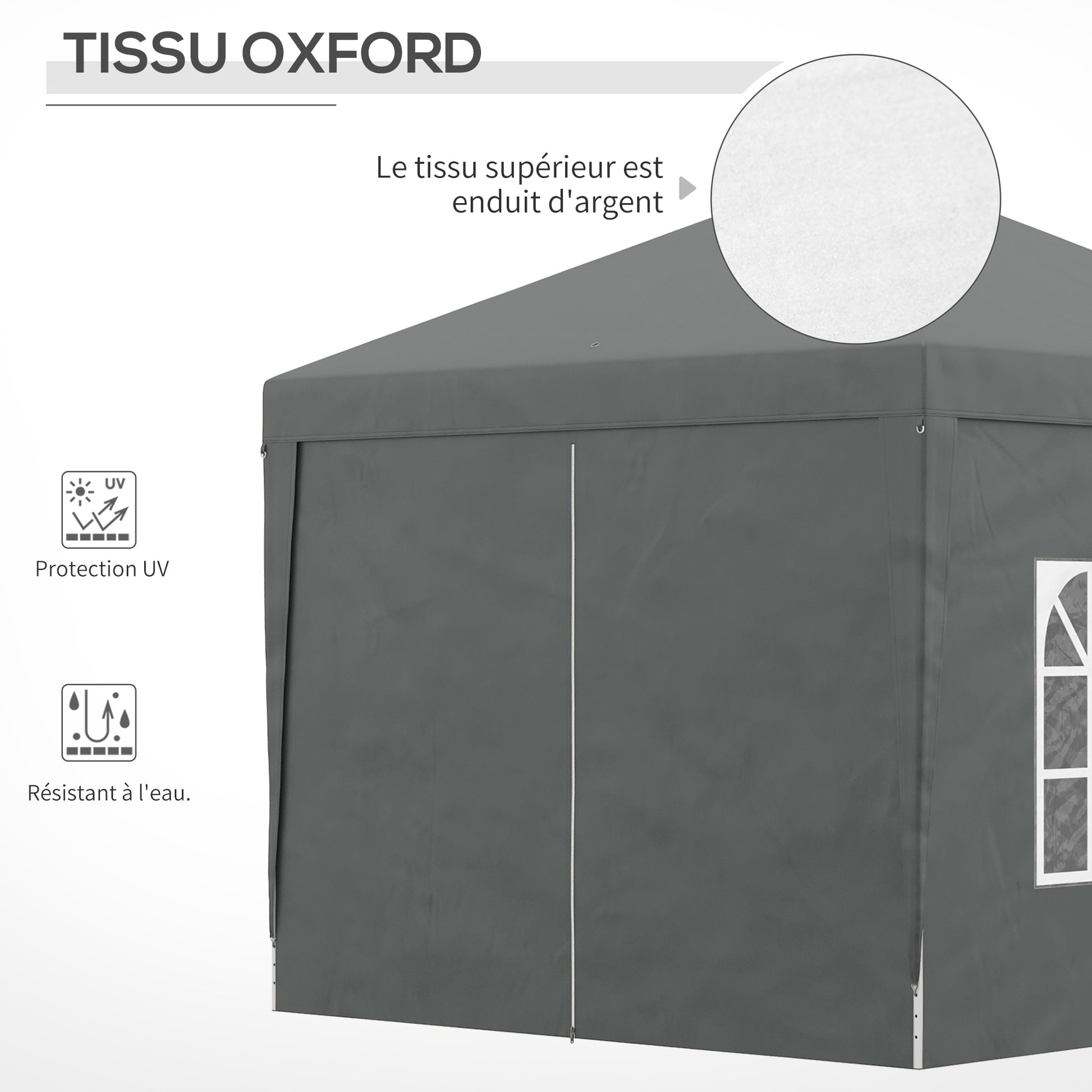Outdoor Garden Gazebo Pop-Up Folding Reception Tent 3 x 3m with 4 Removable Sidewalls + Gray Carrying Bag