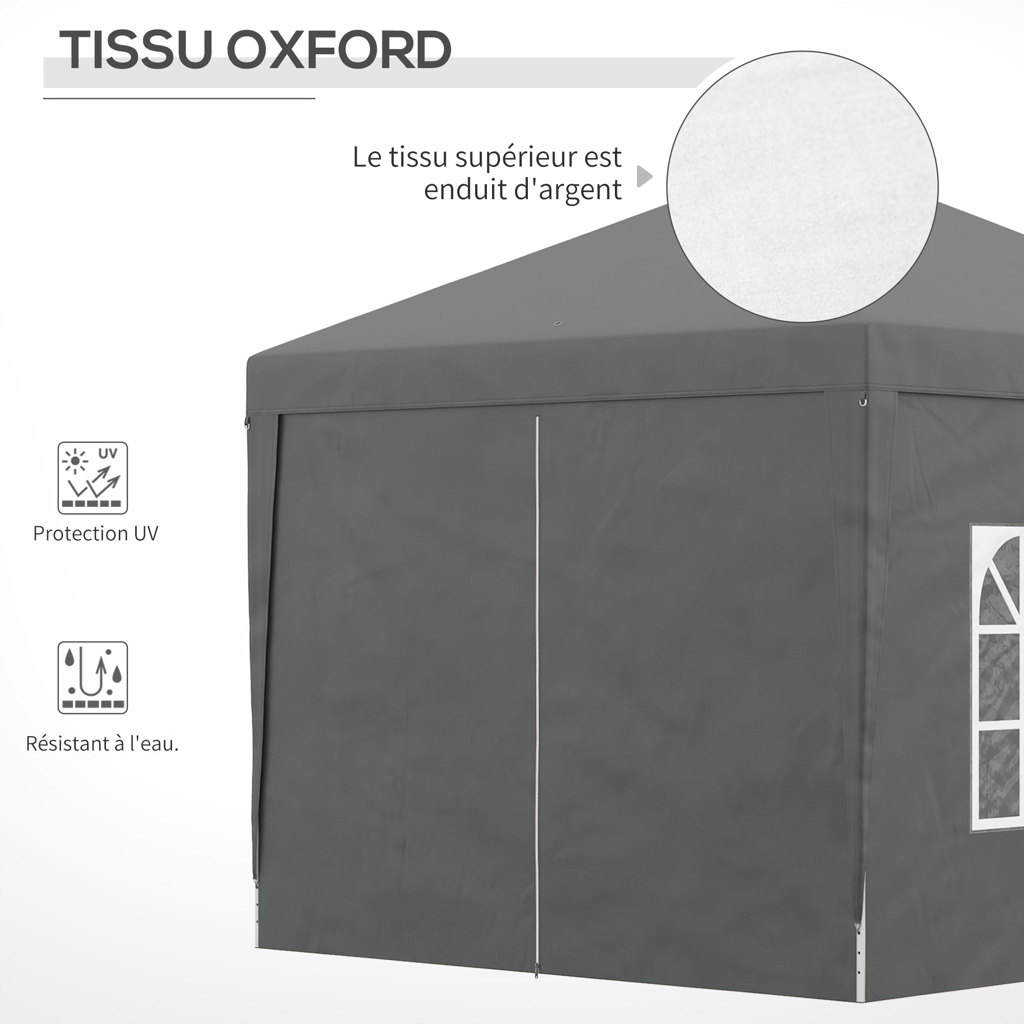 Outdoor Garden Gazebo Pop-Up Folding Reception Tent 3 x 3m with 4 Removable Sidewalls + Gray Carrying Bag