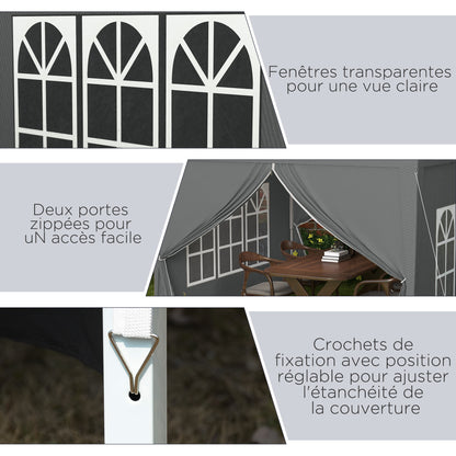 Outdoor Garden Gazebo Pop-Up Folding Reception Tent 3 x 3m with 4 Removable Sidewalls + Gray Carrying Bag