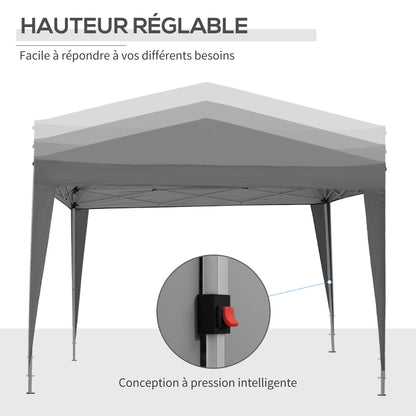 Outdoor Garden Gazebo Pop-Up Folding Reception Tent 3 x 3m with 4 Removable Sidewalls + Gray Carrying Bag