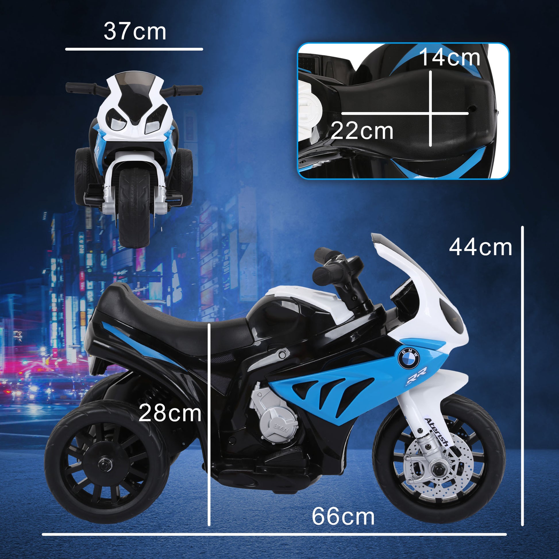Electric Motorcycle for Kids 18-36 Months with BMW S1000RR Licensed Battery-Powered Motorcycle 6V Kids' Motorbike with Music Load 20 kg Blue