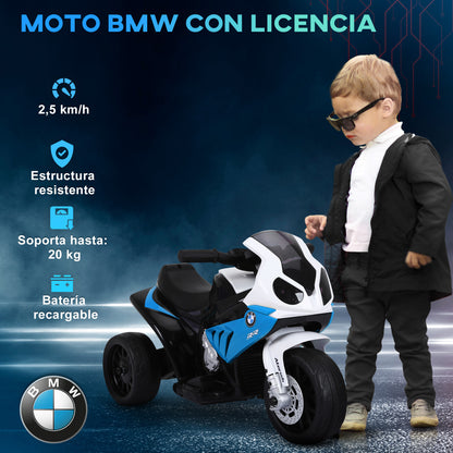 Electric Motorcycle for Kids 18-36 Months with BMW S1000RR Licensed Battery-Powered Motorcycle 6V Kids' Motorbike with Music Load 20 kg Blue