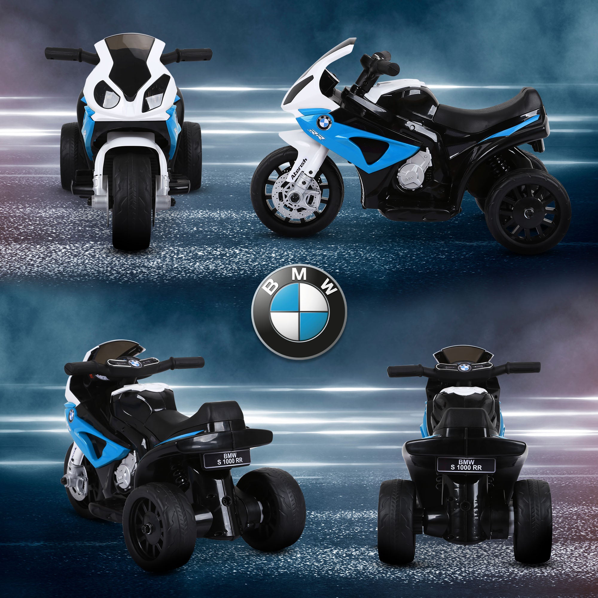 Electric Motorcycle for Kids 18-36 Months with BMW S1000RR Licensed Battery-Powered Motorcycle 6V Kids' Motorbike with Music Load 20 kg Blue