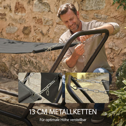 Freestanding Hammock with Stand 93 x 35 in — Spreader-Bar Hammock with Padded Headrest & Side Pocket, Powder-Coated Steel Frame, Holds up to 330 lb — Dark Gray