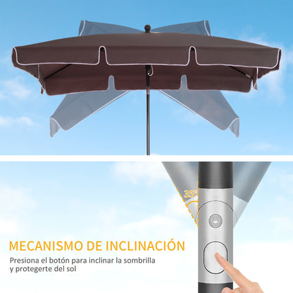 Aluminum Garden Umbrella 198x130x245 cm Rectangular Garden Parasol with Tilt Function for Terrace Patio Outdoor Cafe