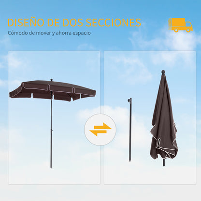 Aluminum Garden Umbrella 198x130x245 cm Rectangular Garden Parasol with Tilt Function for Terrace Patio Outdoor Cafe