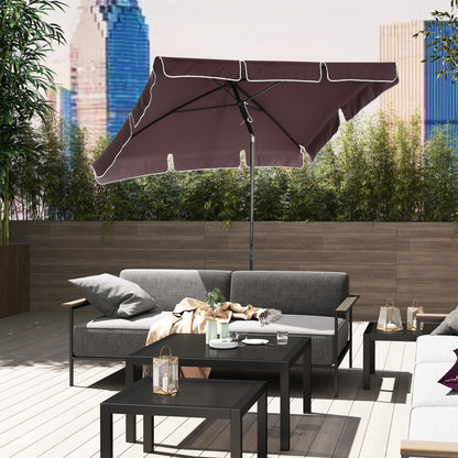 Aluminum Garden Umbrella 198x130x245 cm Rectangular Garden Parasol with Tilt Function for Terrace Patio Outdoor Cafe