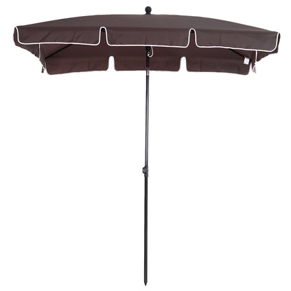 Aluminum Garden Umbrella 198x130x245 cm Rectangular Garden Parasol with Tilt Function for Terrace Patio Outdoor Cafe