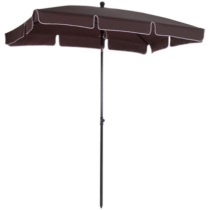 Aluminum Garden Umbrella 198x130x245 cm Rectangular Garden Parasol with Tilt Function for Terrace Patio Outdoor Cafe