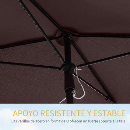 Aluminum Garden Umbrella 198x130x245 cm Rectangular Garden Parasol with Tilt Function for Terrace Patio Outdoor Cafe