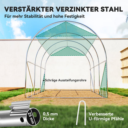 Greenhouse 3 x 2 x 2 m Foil Greenhouse with 6 Windows, Roll-Up Doors, Roll-Up Side Walls, UV-Resistant Foil Tunnel, Winterproof Tomato Greenhouse with Ground Anchors