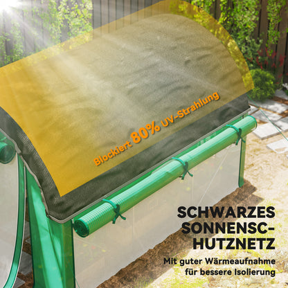 Greenhouse 3 x 2 x 2 m Foil Greenhouse with 6 Windows, Roll-Up Doors, Roll-Up Side Walls, UV-Resistant Foil Tunnel, Winterproof Tomato Greenhouse with Ground Anchors