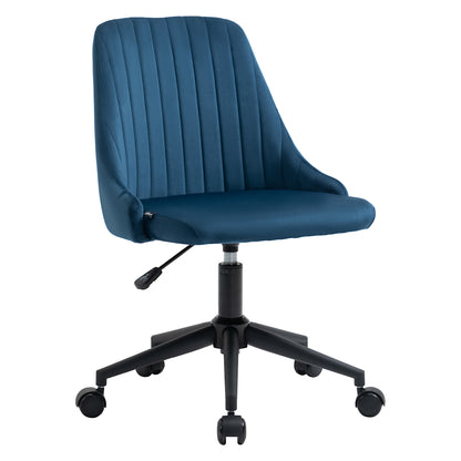 Office Chair Swivel Desk Chair Ergonomic Line Design Adjustable Height 360° Rotatable Foam Velvet Polyester Blue 50 x 58 x 77-87 cm