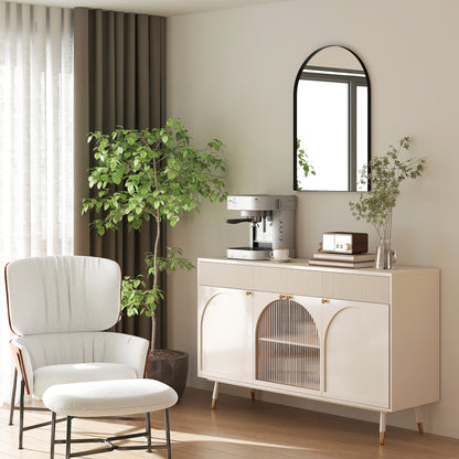 Arched Wall Mirror, Bathroom Mirror, 60 x 90 cm, high definition, with aluminum alloy frame, for bedroom, living room, entryway, black