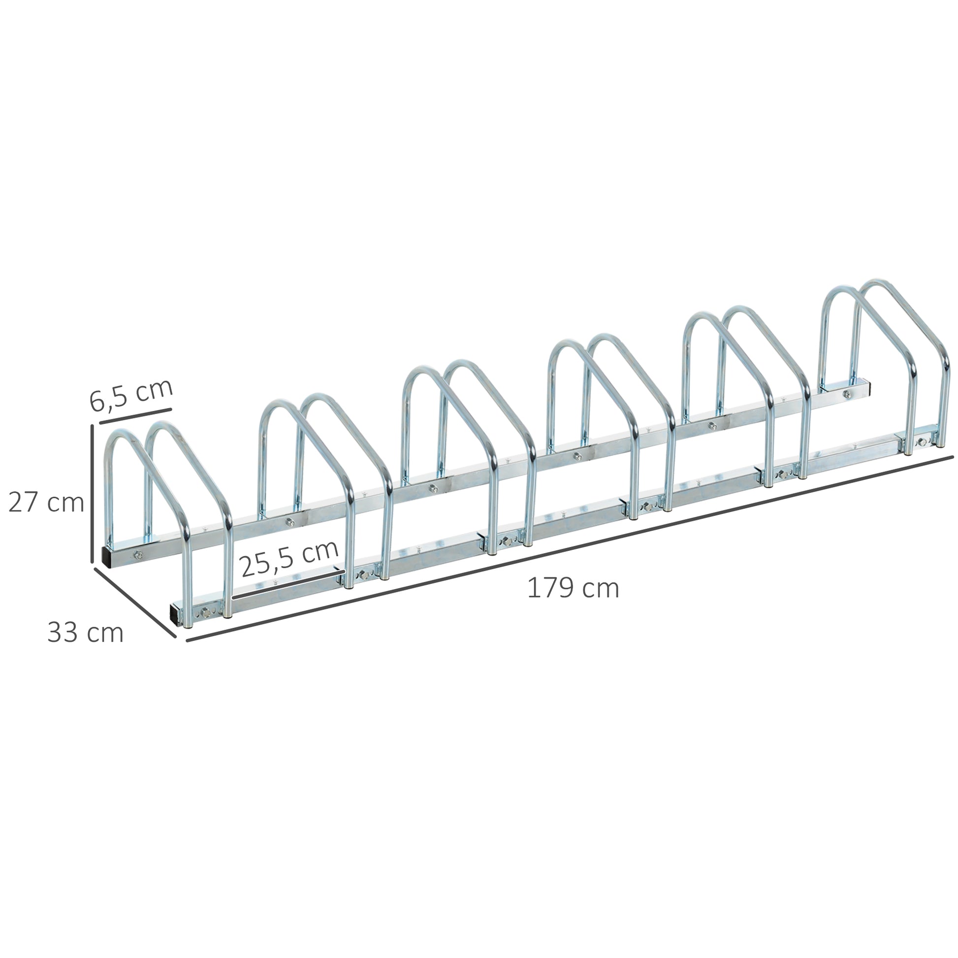 Bike Stand Bicycle Rack Multiple Stand Display Stand Bike Rack Weatherproof Durable Floor and Wall Mount Steel for up to 6 Bikes Silver 179 x 33 x 27 cm