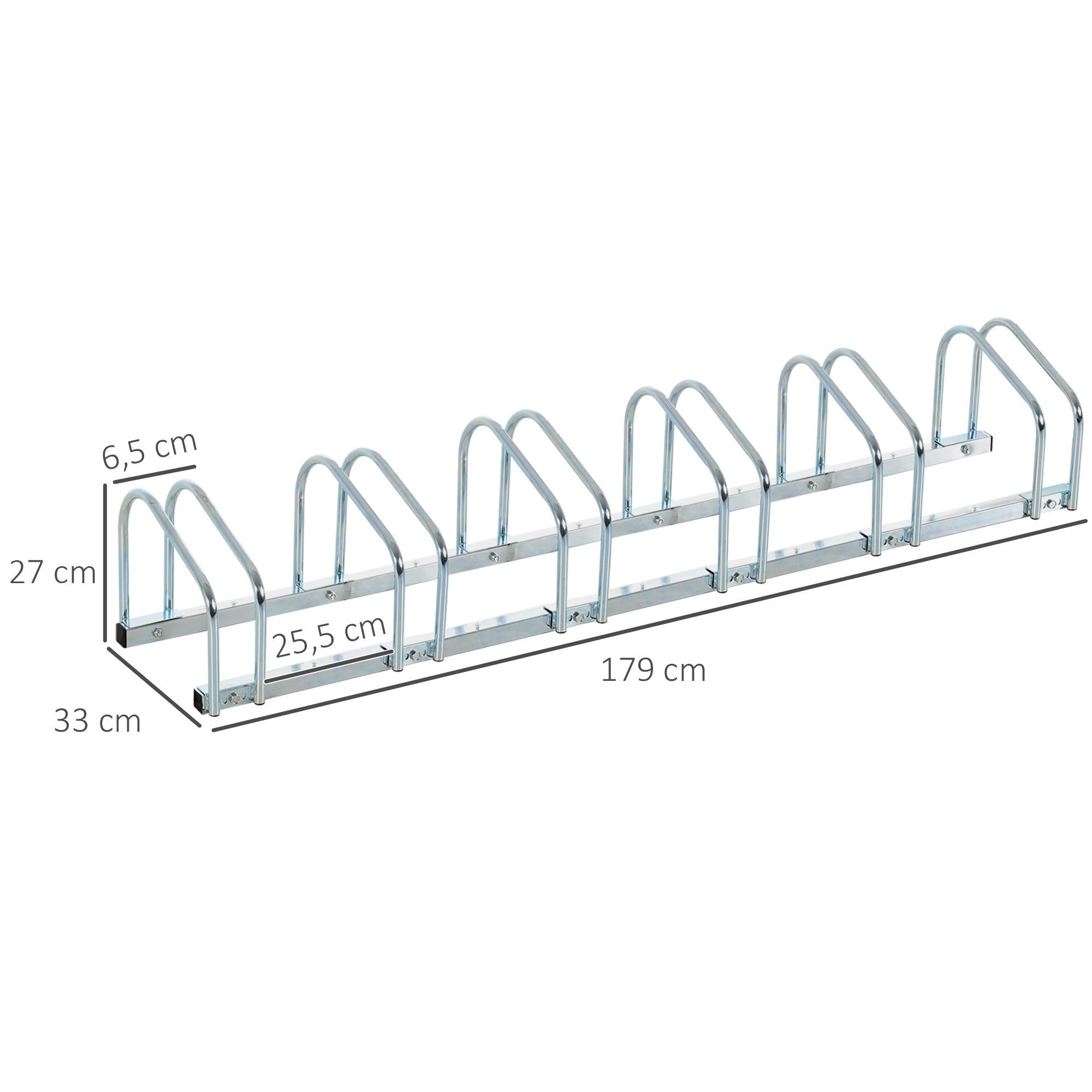 Bike Stand Bicycle Rack Multiple Stand Display Stand Bike Rack Weatherproof Durable Floor and Wall Mount Steel for up to 6 Bikes Silver 179 x 33 x 27 cm