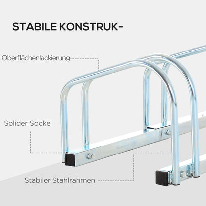 Bike Stand Bicycle Rack Multiple Stand Display Stand Bike Rack Weatherproof Durable Floor and Wall Mount Steel for up to 6 Bikes Silver 179 x 33 x 27 cm