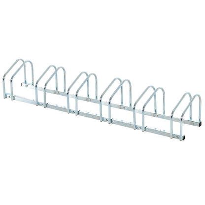 Bike Stand Bicycle Rack Multiple Stand Display Stand Bike Rack Weatherproof Durable Floor and Wall Mount Steel for up to 6 Bikes Silver 179 x 33 x 27 cm