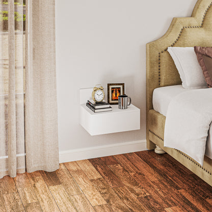 Set of 2 Floating Bedside Tables Nightstands for Bedroom with Drawer Bedside Tables for Bedroom Living Room Home 43x36.5x30.5 cm White