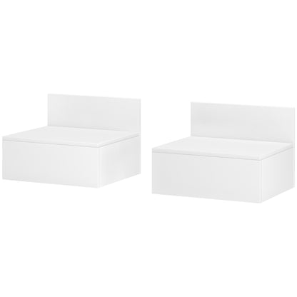 Set of 2 Floating Bedside Tables Nightstands for Bedroom with Drawer Bedside Tables for Bedroom Living Room Home 43x36.5x30.5 cm White