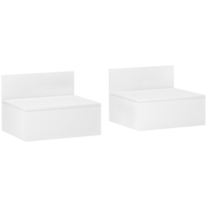 Set of 2 Floating Bedside Tables Nightstands for Bedroom with Drawer Bedside Tables for Bedroom Living Room Home 43x36.5x30.5 cm White