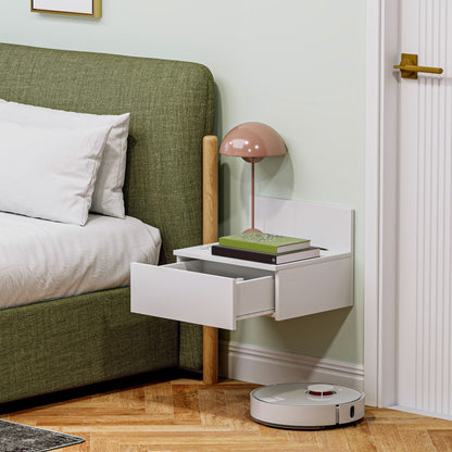 Set of 2 Floating Bedside Tables Nightstands for Bedroom with Drawer Bedside Tables for Bedroom Living Room Home 43x36.5x30.5 cm White
