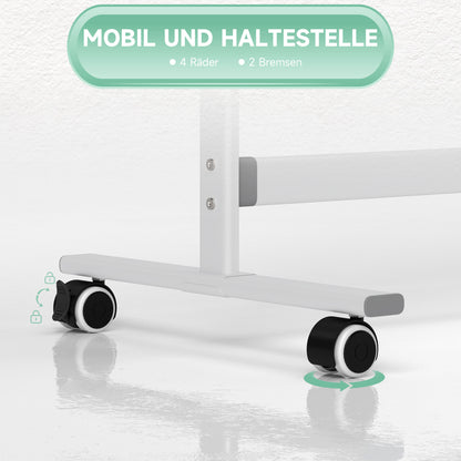 Double-Sided Magnetic Whiteboard 120 x 90 cm Magnetic Board with Pen Tray and Aluminum Frame Rotating Mobile Magnet for Office, Home