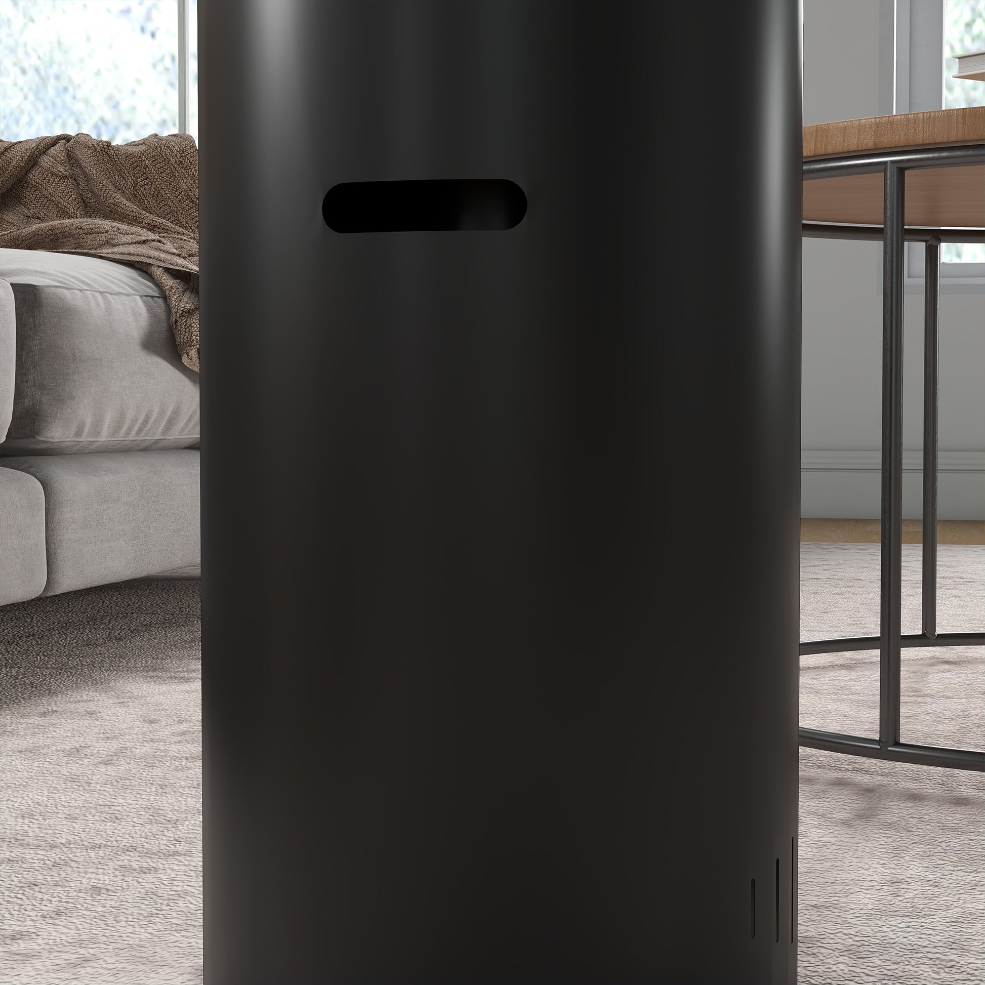 Bioethanol Fireplace made of Steel and Glass with a capacity of 0.3 L and a heating power for 15 sqm, 27 x 27 x 82 cm, Black