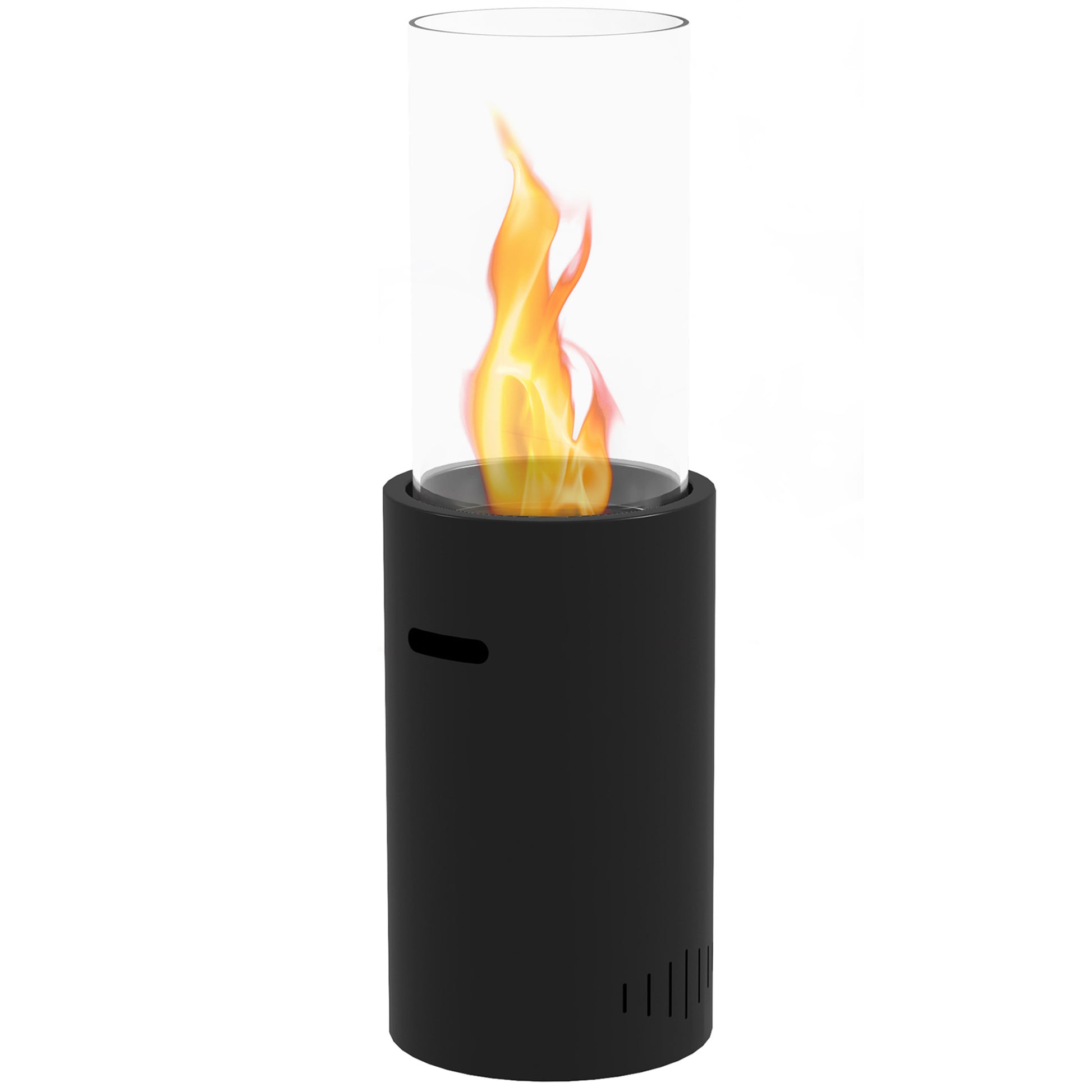 Bioethanol Fireplace made of Steel and Glass with a capacity of 0.3 L and a heating power for 15 sqm, 27 x 27 x 82 cm, Black